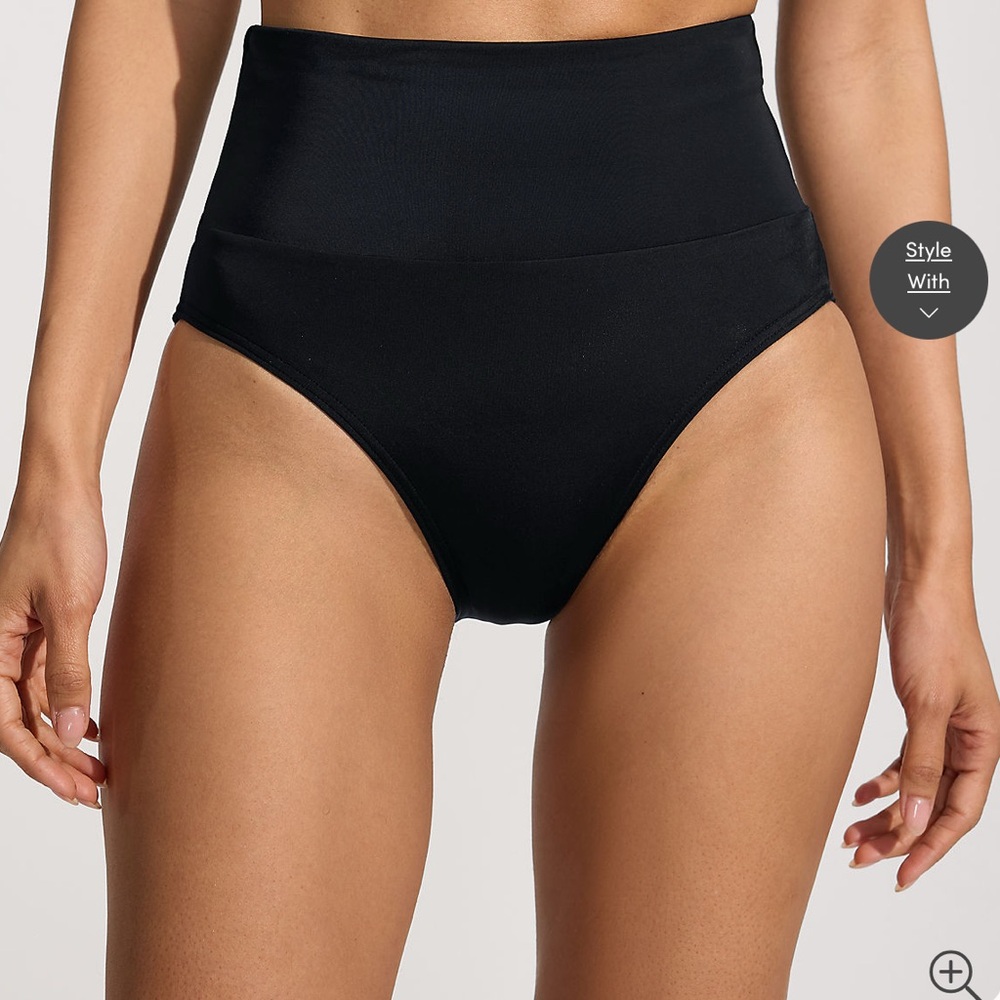 Lands End Tugless High-Waisted Black Bikini Bottoms
